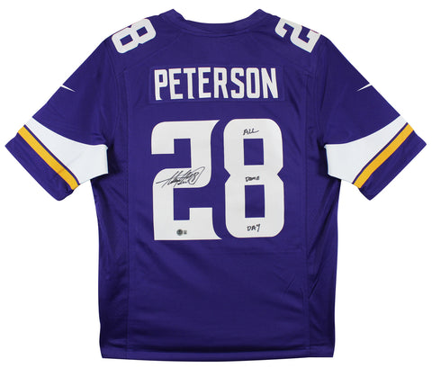 Vikings Adrian Peterson "All Damn Day" Signed Purple Nike Game Jersey BAS Wit