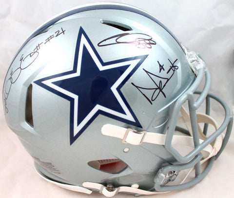 Lamb/Prescott/Elliott Signed Cowboys F/S Speed Authentic Helmet-Fanatics/BAWHolo