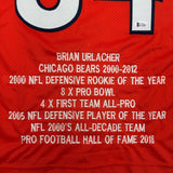 Autographed/Signed Brian Urlacher HOF 18 Chicago Orange Stat Jersey BAS COA