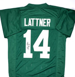 Johnny Lattner Autographed Green College Style Jersey w/HT 53- BA Holo *Black