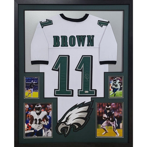 A.J. Brown Autographed Signed Framed Eagles White AJ Jersey BECKETT