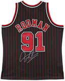 Bulls Dennis Rodman Authentic Signed Black M&N HWC Swingman Jersey BAS Witnessed