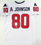 Andre Johnson Autographed White Pro Style Jersey- JSA Witness Auth *8