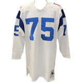 Deacon Jones Signed Rams Mitchell & Ness 52 White Jersey HOF JSA 48486