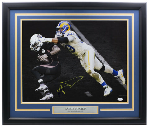 Aaron Donald Signed Framed 16x20 Rams Sack Spotlight Photo vs Kyler Murray JSA