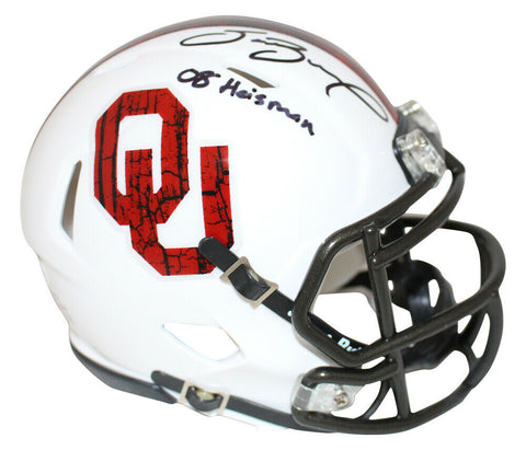 Sam Bradford Signed Oklahoma Sooners Wood Mini Helmet Heisman BAS 26646