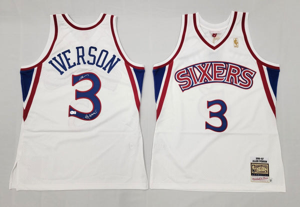 Allen Iverson Signed 76ers White 1996-97 M&N Authentic Jersey W/ The Answer BAS