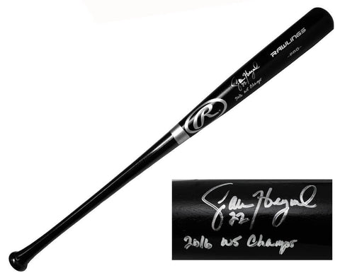 JASON HEYWARD Signed Rawlings Pro Black Baseball Bat w/2016 WS Champs - SCHWARTZ