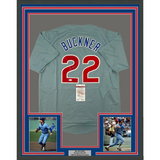 Framed Autographed/Signed Bill Buckner 33x42 Chicago Grey Jersey JSA COA