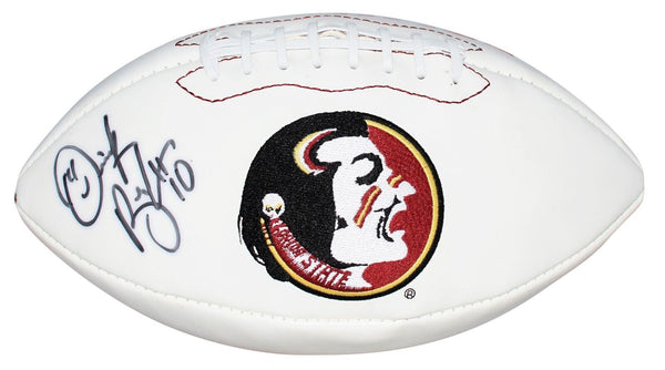 DERRICK BROOKS SIGNED FLORIDA STATE SEMINOLES WHITE LOGO FOOTBALL GTSM