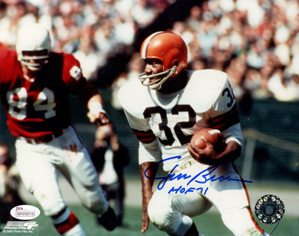 Jim Brown Autographed/Signed Cleveland Browns 8x10 Photo HOF JSA 48338