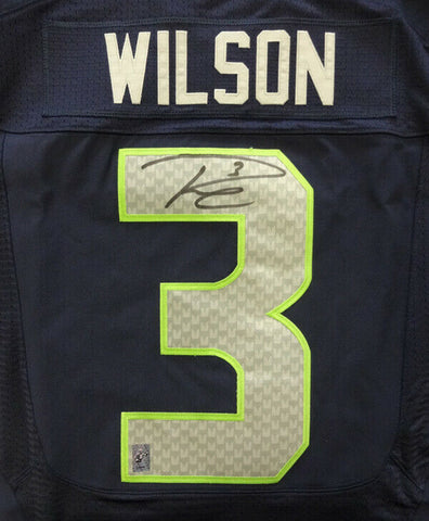 SEAHAWKS RUSSELL WILSON AUTOGRAPHED BLUE NIKE ELITE JERSEY SIZE 44 RW HOLO 88310