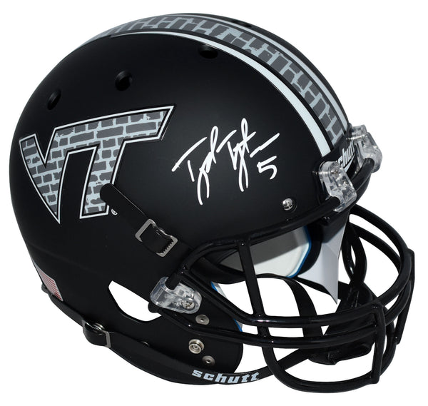 TYROD TAYLOR AUTOGRAPHED VIRGINIA TECH HOKIES BLACK FULL SIZE HELMET JSA