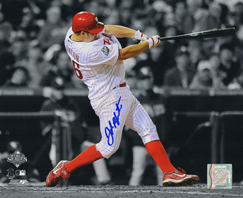 Joe Blanton Signed Phillies 2008 WS Swinging Spotlight 8x10 Photo - (SS COA)