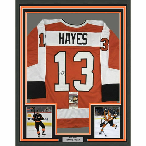 FRAMED Autographed/Signed KEVIN HAYES 33x42 Philadelphia Orange Jersey JSA COA