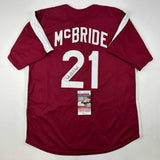 Autographed/Signed Bake McBride Philadelphia Retro Maroon Jersey JSA COA