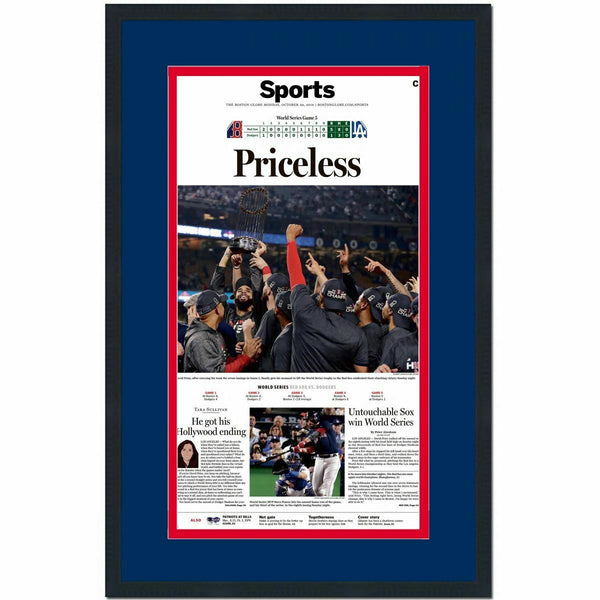 Framed Boston Globe Priceless Red Sox 2018 World Series Newspaper 17x27 Photo V2