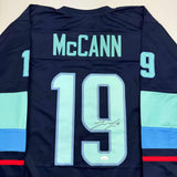 Autographed/Signed Jared McCann Seattle Blue Hockey Jersey JSA COA