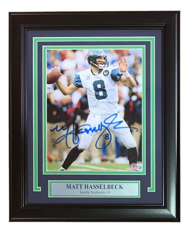 Matt Hasselbeck Signed Framed 8x10 Seattle Seahawks White Jersey Photo BAS