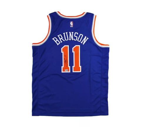 Jalen Brunson Signed New York Knicks Nike Blue NBA Jersey