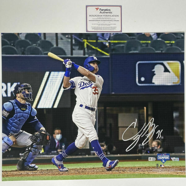 Autographed/Signed CODY BELLINGER 2020 World Series 16x20 Photo Fanatics COA