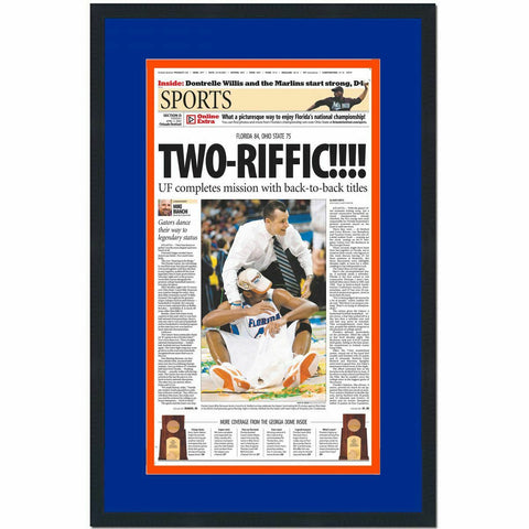 Framed Orlando Sentinel Two-Riffic Florida 2007 Champions Newspaper 17x27 Photo