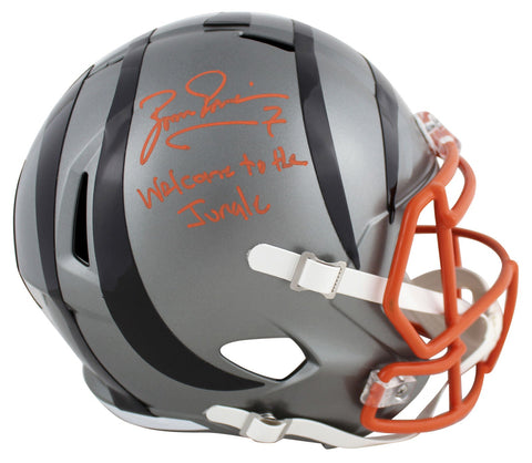 Bengals Boomer Esiason "WTTJ" Signed Flash Full Size Speed Rep Helmet BAS Wit