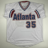 Autographed/Signed PHIL NIEKRO Atlanta White Baseball Jersey JSA COA Holo Only