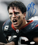 Brian Cushing Autographed 8x10 B&W Bloody Face Color *Blue Photo- JSA W Auth