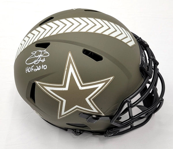 Emmitt Smith Signed Cowboys Authentic Salute To Service Helmet W/ HOF 2010 BAS