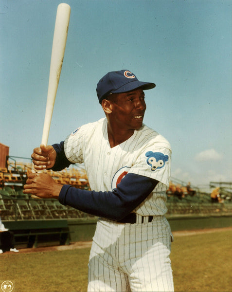 Cubs Ernie Banks 8x10 PhotoFile Grey Pinstripe Closeup Photo Un-signed