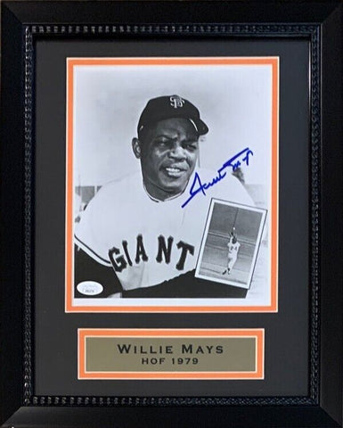 Willie Mays Autographed San Francisco Giants THE CATCH 8x10 Framed Photo JSA COA