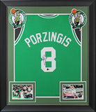 Kristaps Porzingis Authentic Signed Green Pro Style Framed Jersey BAS Witnessed