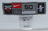 Bulls Michael Jordan Authentic Signed White Nike Size 50 Jersey UDA #BAH44504