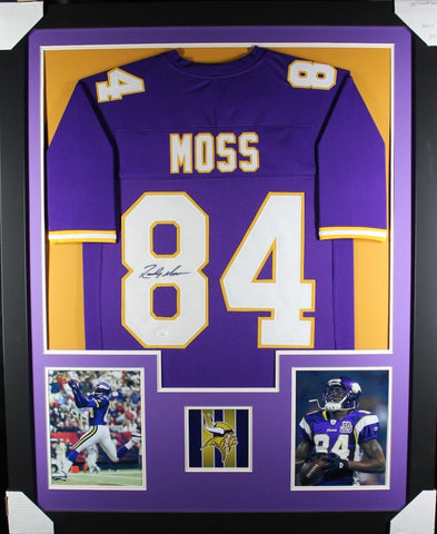 RANDY MOSS (Vikings purple TOWER) Signed Autographed Framed Jersey Beckett