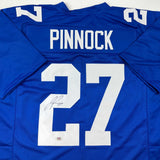 Autographed/Signed Jason Pinnock New York Blue Football Jersey PSA/DNA COA