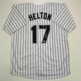 Autographed/Signed Todd Helton HOF 24 Colorado Pinstripe Jersey Tristar COA