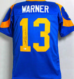 Kurt Warner Autographed Blue/Yellow Pro Style Jersey - Beckett W *Black *1