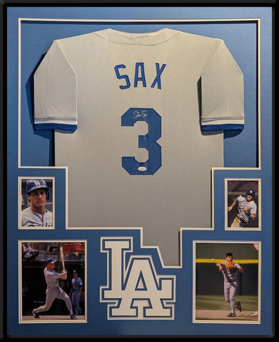 FRAMED STEVE SAX AUTOGRAPHED SIGNED LA DODGERS JERSEY JSA COA