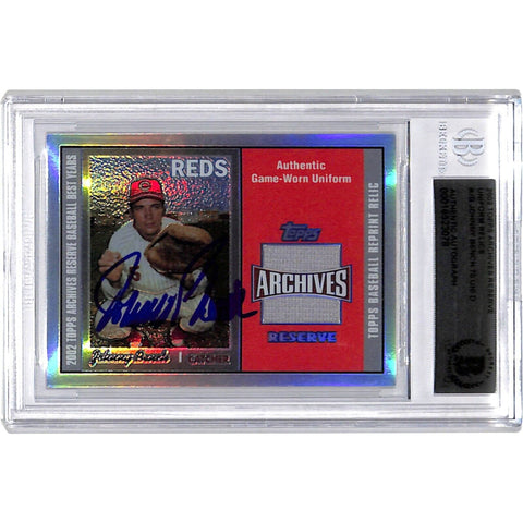 Johnny Bench Signed 2002 Topps Archive Relic Trading Card BAS 44543