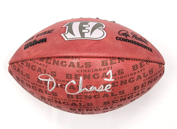 Ja'Marr Chase Signed Bengals 2023 Engraved NFL Duke Football Beckett Witnessed