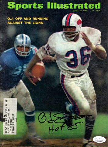 O.J. Simpson Autographed Sports Illustrated Magazine 8/25/1969 HOF JSA 36664