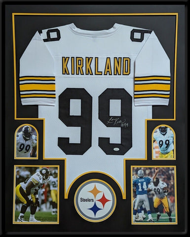 FRAMED PITTSBURGH STEELERS LEVON KIRKLAND AUTOGRAPHED SIGNED JERSEY JSA COA