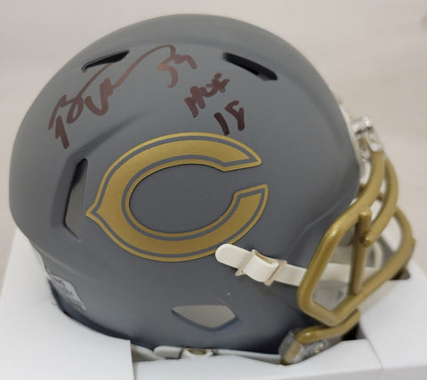 BRIAN URLACHER "HOF 18" SIGNED CHICAGO BEARS SLATE SPEED MINI HELMET BECKETT