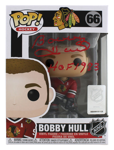 Blackhawks Bobby Hull "HOF 1983" Signed Funko Pop Vinyl Figure BAS Wit #WL39474