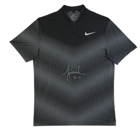 Nike Golf Tiger Woods Autographed Nike Black/Dark Grey/Silver Polo UDA LE 50