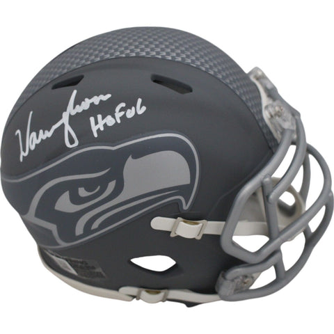 Warren Moon Autographed Seattle Seahawks Slate Mini Helmet Beckett 46990