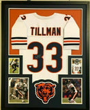 Charles (Peanut) Tillman Signed Chicago Bears 35x43 Framed Jersey Beckett COA