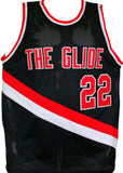 Clyde Drexler Autographed Black Pro Style Jersey- JSA W *Black