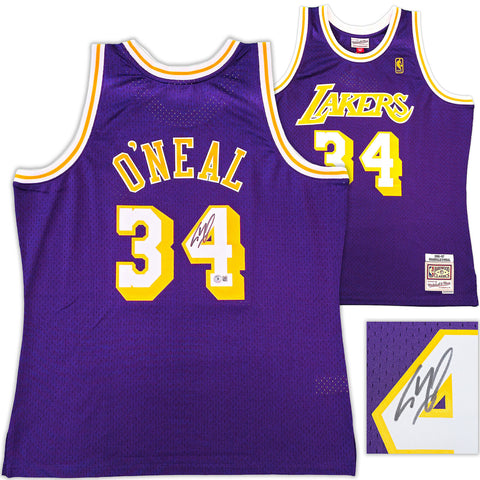 LAKERS SHAQUILLE O'NEAL AUTOGRAPHED M&N 1996-97 HWC JERSEY XL BECKETT 235514